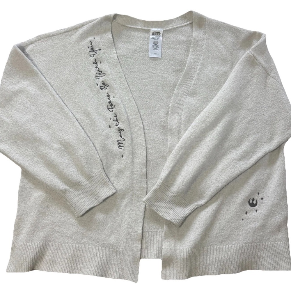 Star Wars Cardigan Womens Sweater Size 2XL Beige May The Force Be With You Rare